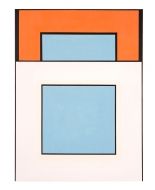 orange blue pink black abstract painting