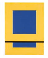 yellow blue and black abstract painting