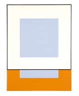 white blue black orange abstract painting