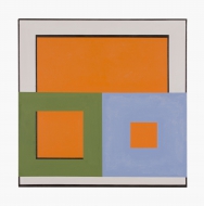 orange blue green black gray abstract painting