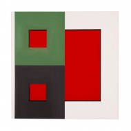 green red black gray abstract painting