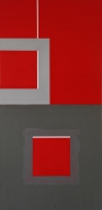 red and grays abstract painting
