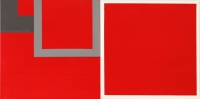 red and grays abstract painting