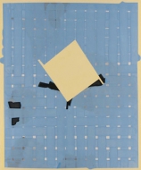 blue tan black abstract painting