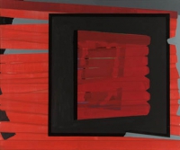 red and black abstract painting