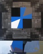 blue gray black abstract painting