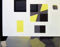 yellow black gray abstract painting