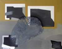 tan gray black abstract painting